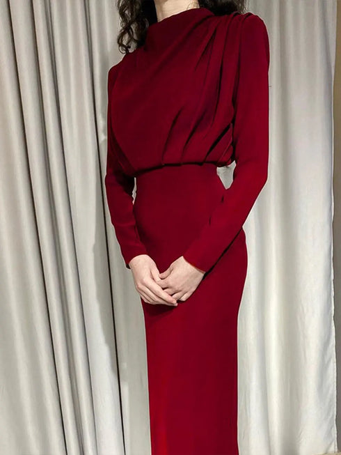 'Zosia' Ruched Turtleneck Dress - Celes Fashion